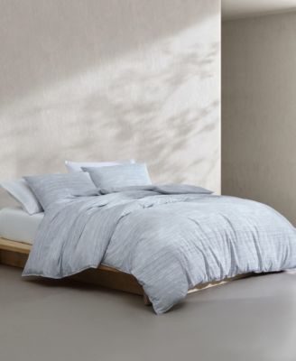 Calvin Klein Wavy Stripe Washed Percale Cotton 3-Pc. Comforter Set, Queen