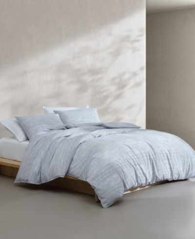 Calvin Klein Wavy Stripe Washed Percale Cotton 3-Pc. Comforter Set, King