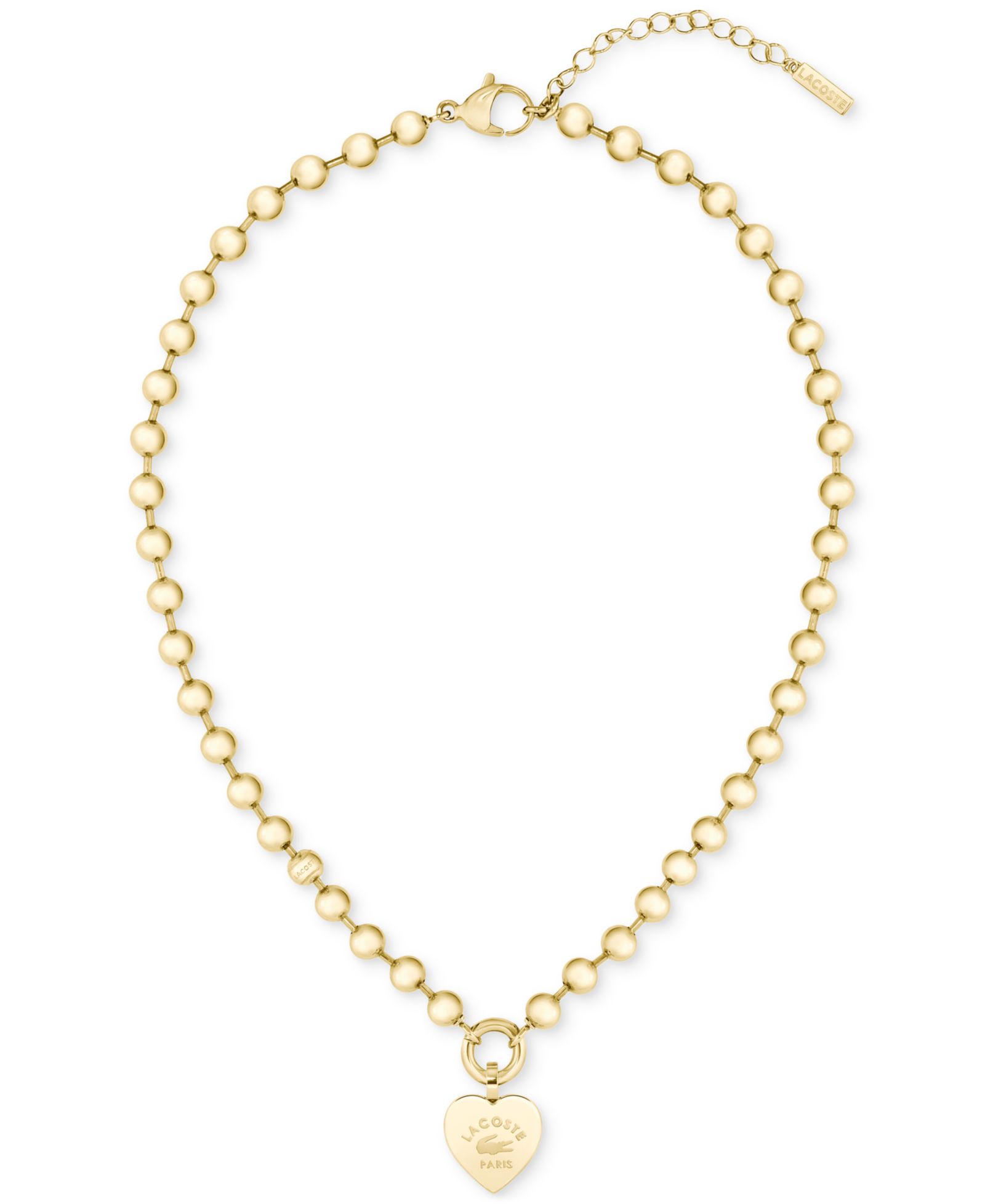 Lacoste Logo Heart Pendant Necklace, 15-3/4" + 1" extender