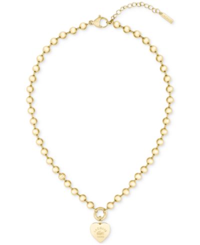 Подвеска Lacoste Logo Heart Pendant Necklace, 15-3/4" + 1" extender