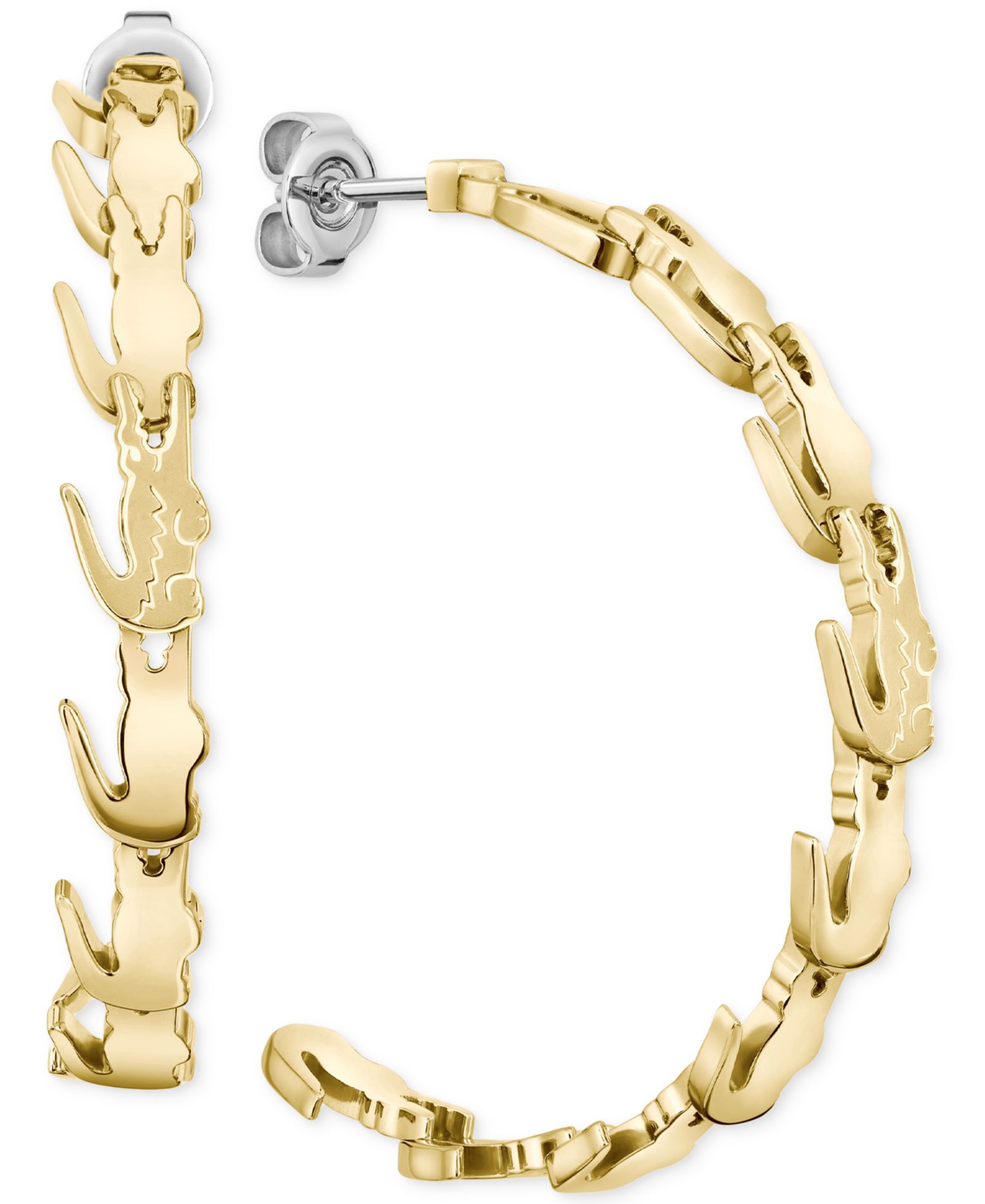 Серьги-кольца Lacoste Medium Crocodile C-Hoop, 2"