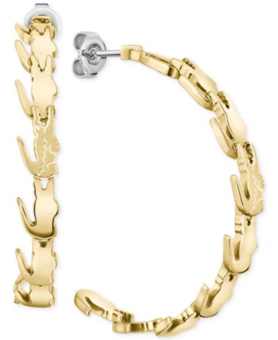 Lacoste Medium Crocodile C-Hoop Earrings, 2"