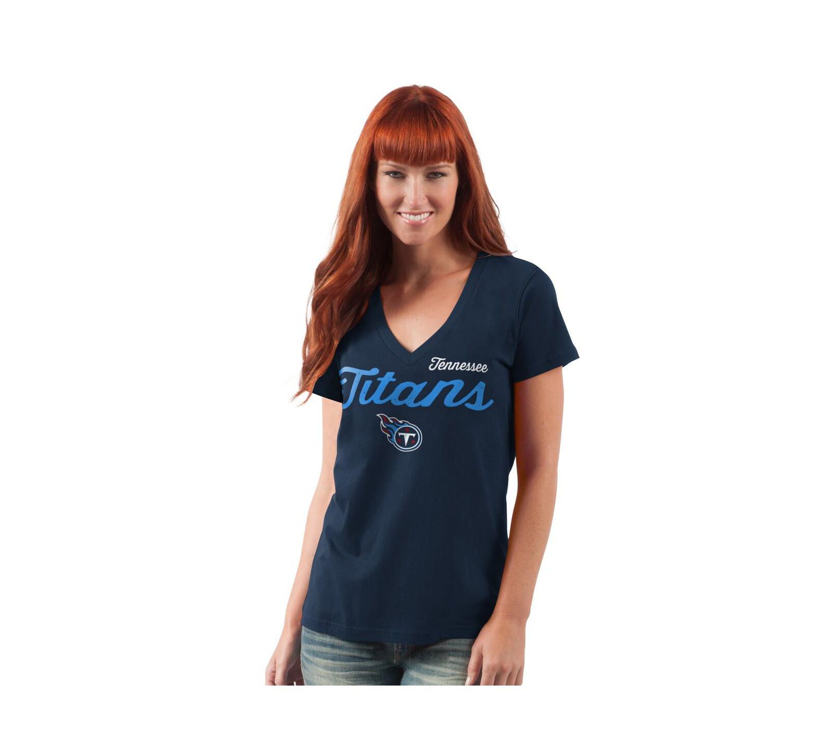 G-III 4Her by Carl Banks Женская футболка V-образный вырез Tennessee Titans Navy