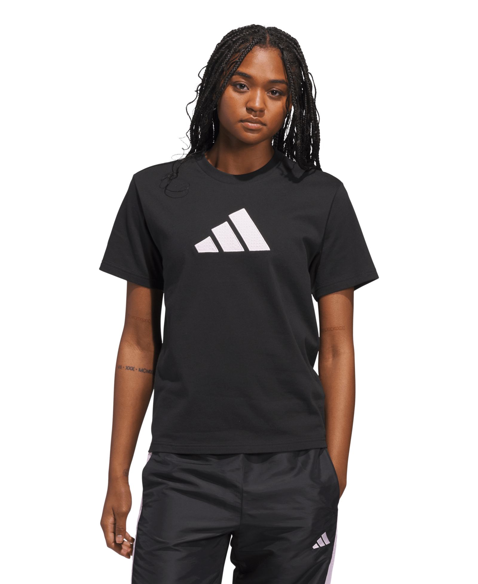 Женская хлопковая футболка adidas Gingham Big Logo Graphic Crewneck
