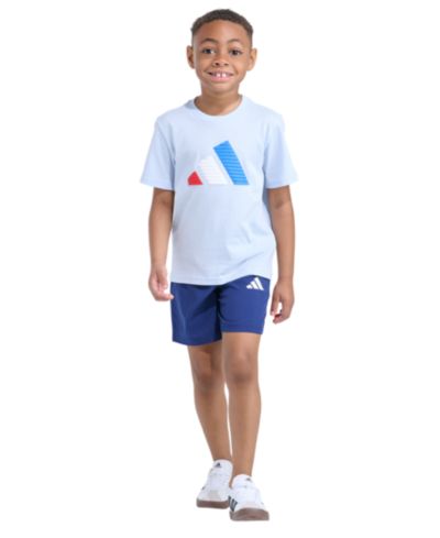 adidas Boys' 2T-7 Short-Sleeve Graphic T-Shirt and Shorts, 2-Piece Set
