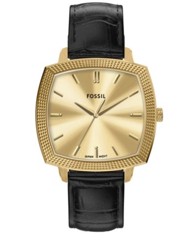 Fossil Unisex Nick Jonas x Machine Luxe Black Croco Leather Watch, 37mm