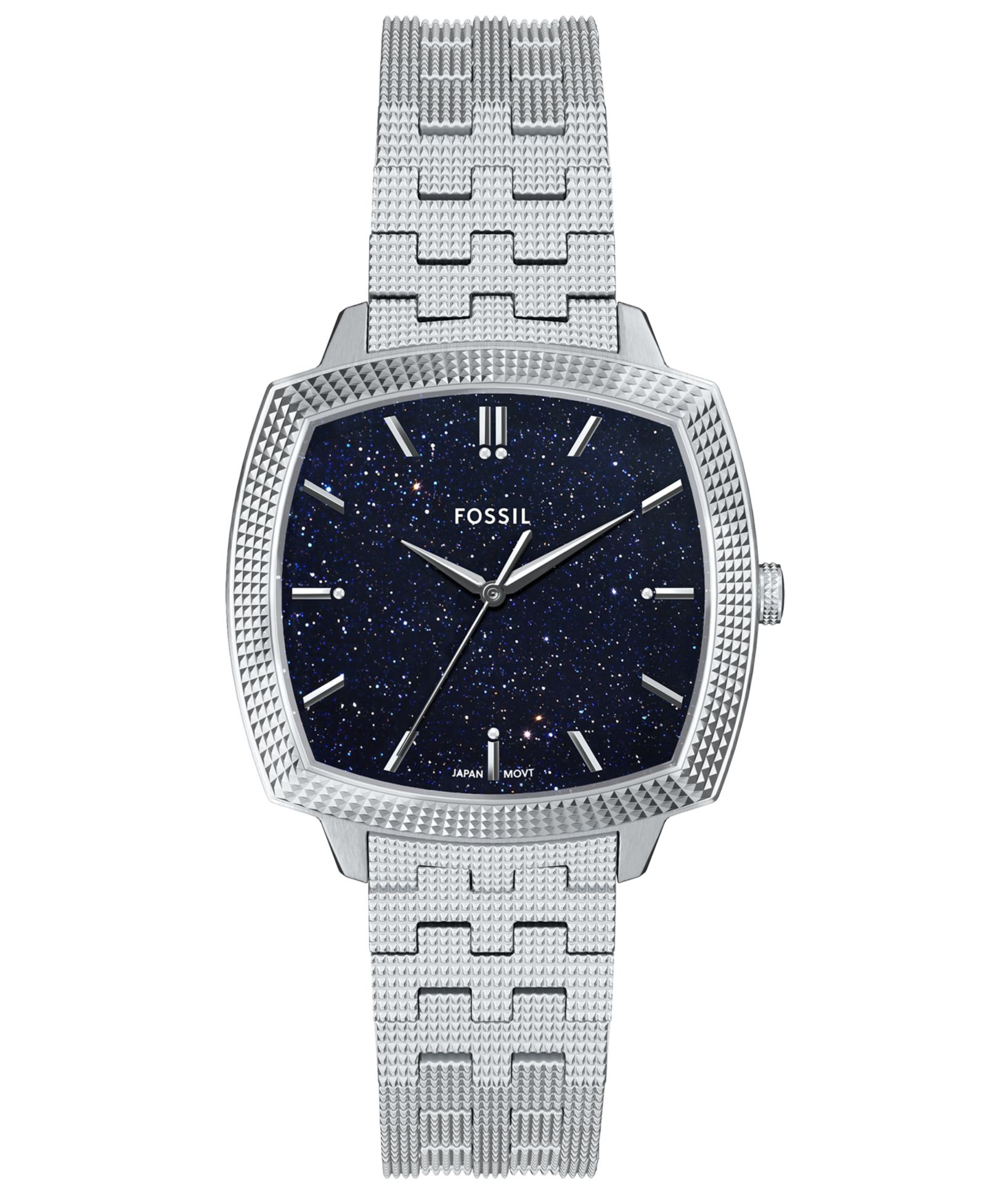 Fossil Unisex Nick Jonas x Machine Luxe Aventurine Silver-Tone Stainless Steel Watch, 37mm