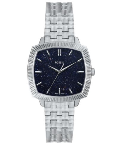 Fossil Unisex Nick Jonas x Machine Luxe Aventurine Silver-Tone Stainless Steel Watch, 37mm