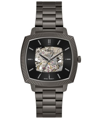 Унисекс часы Fossil Nick Jonas x Machine Luxe Automatic Gunmetal Stainless Steel, 40mm