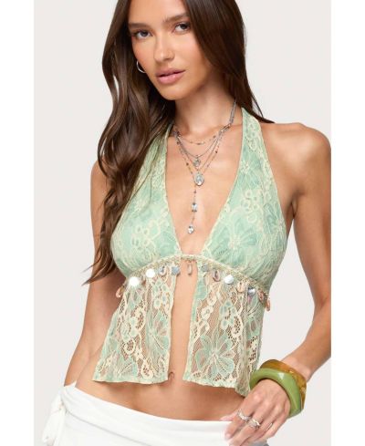 Женский топ Edikted Lace Split Front Backless