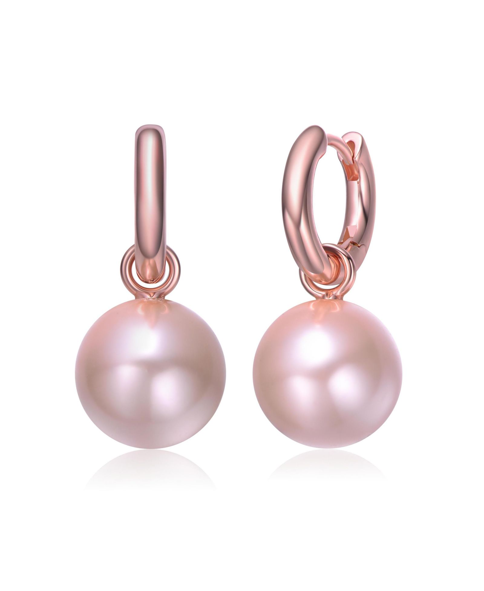 Серьги Rachel Glauber Timeless Polished Round Pearl Drop Huggie Hoop