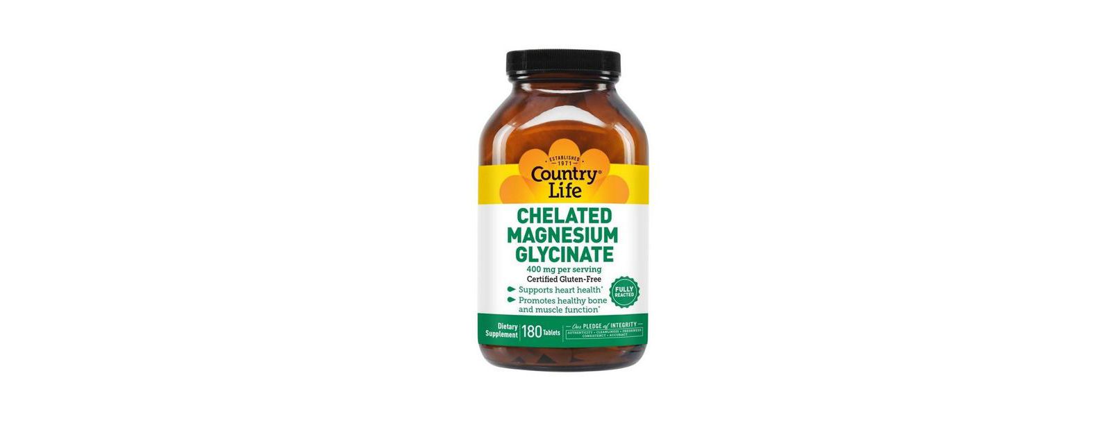 Country Life Chelated Magnesium Glycinate, 400 mg, 180 таб