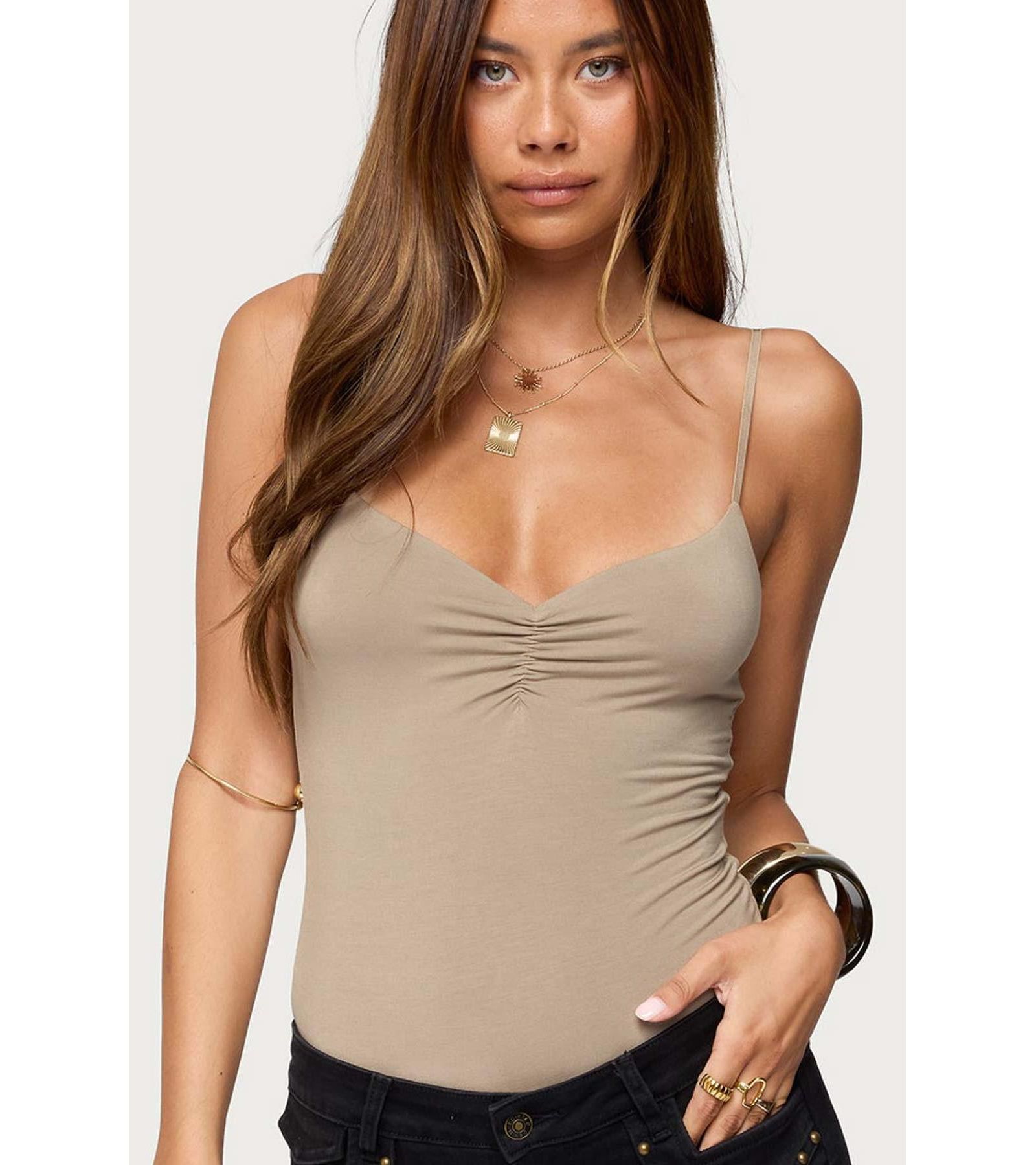 Edikted Women's Harlow Gathered V Neck Bodysuit