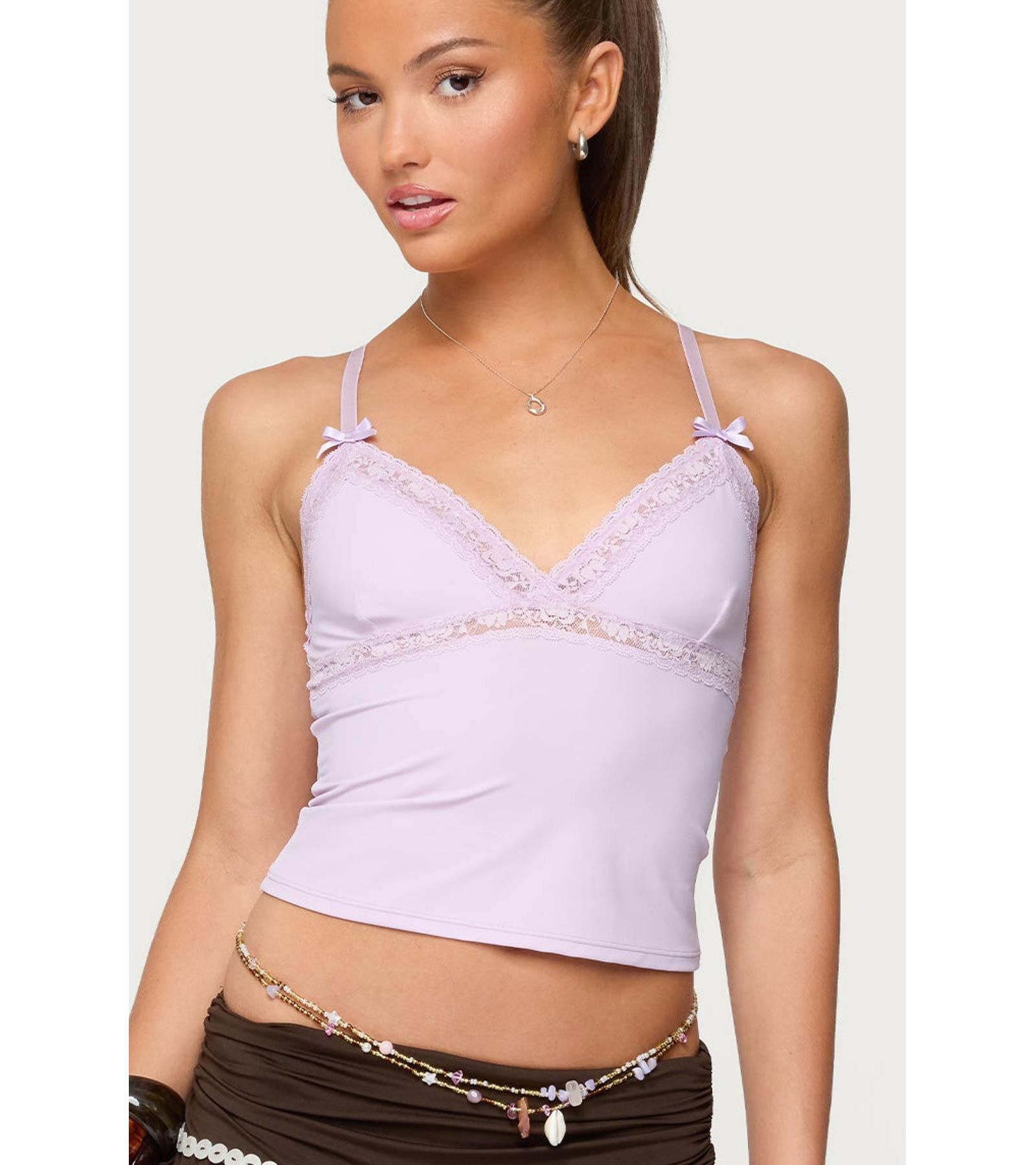 Женский топ Edikted Fran Lacey V Neck Tank Top