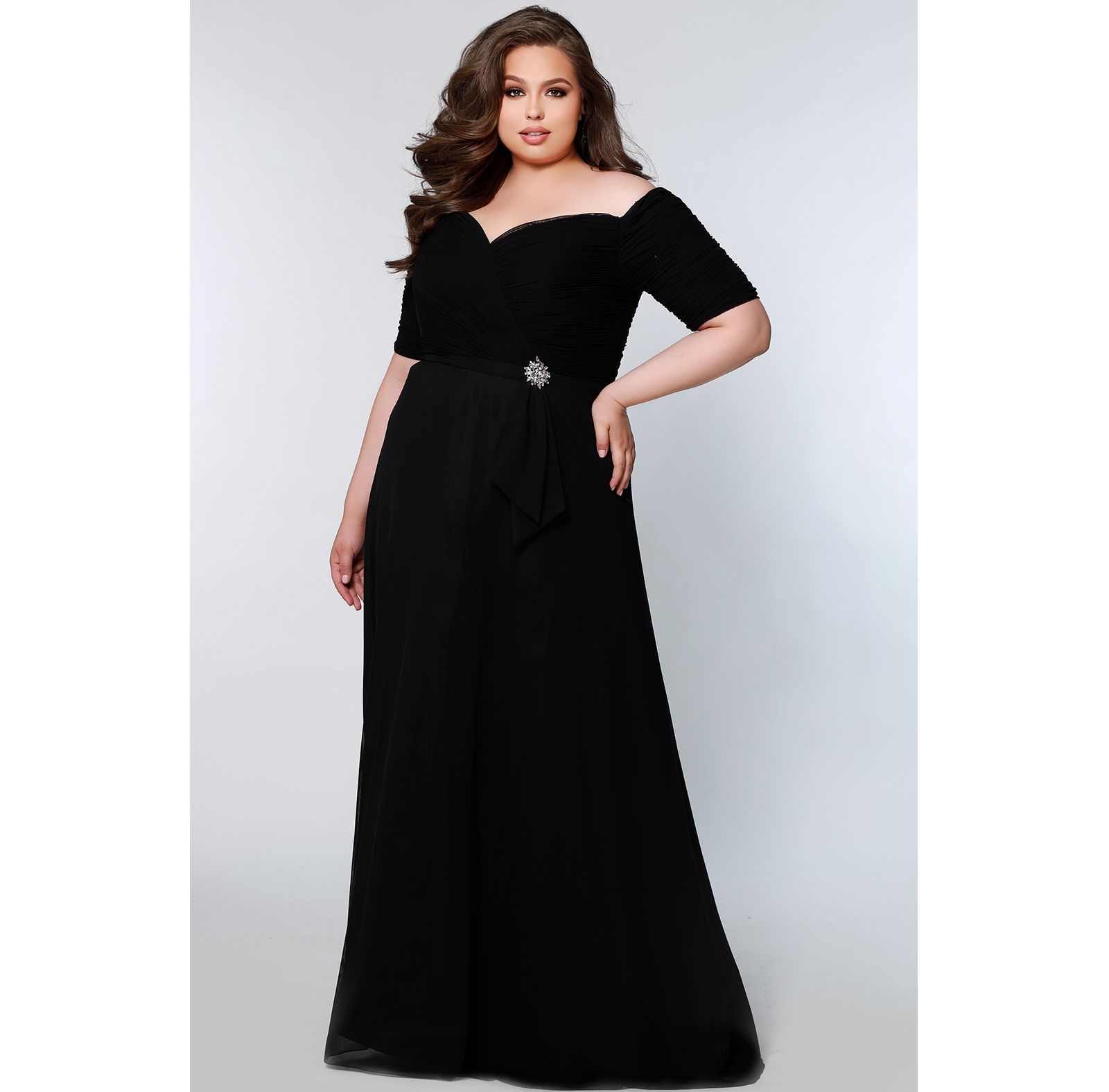 Женское вечернее платье Celebrations by Sydney's Closet Off-the-Shoulder with Sleeves