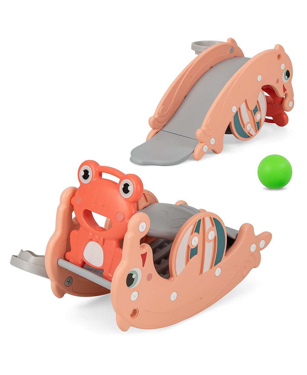 Набор Gymax 3-in-1 Kids Slide Rocking Horse Convertible Toddler Slide с баскетбольным кольцом Green