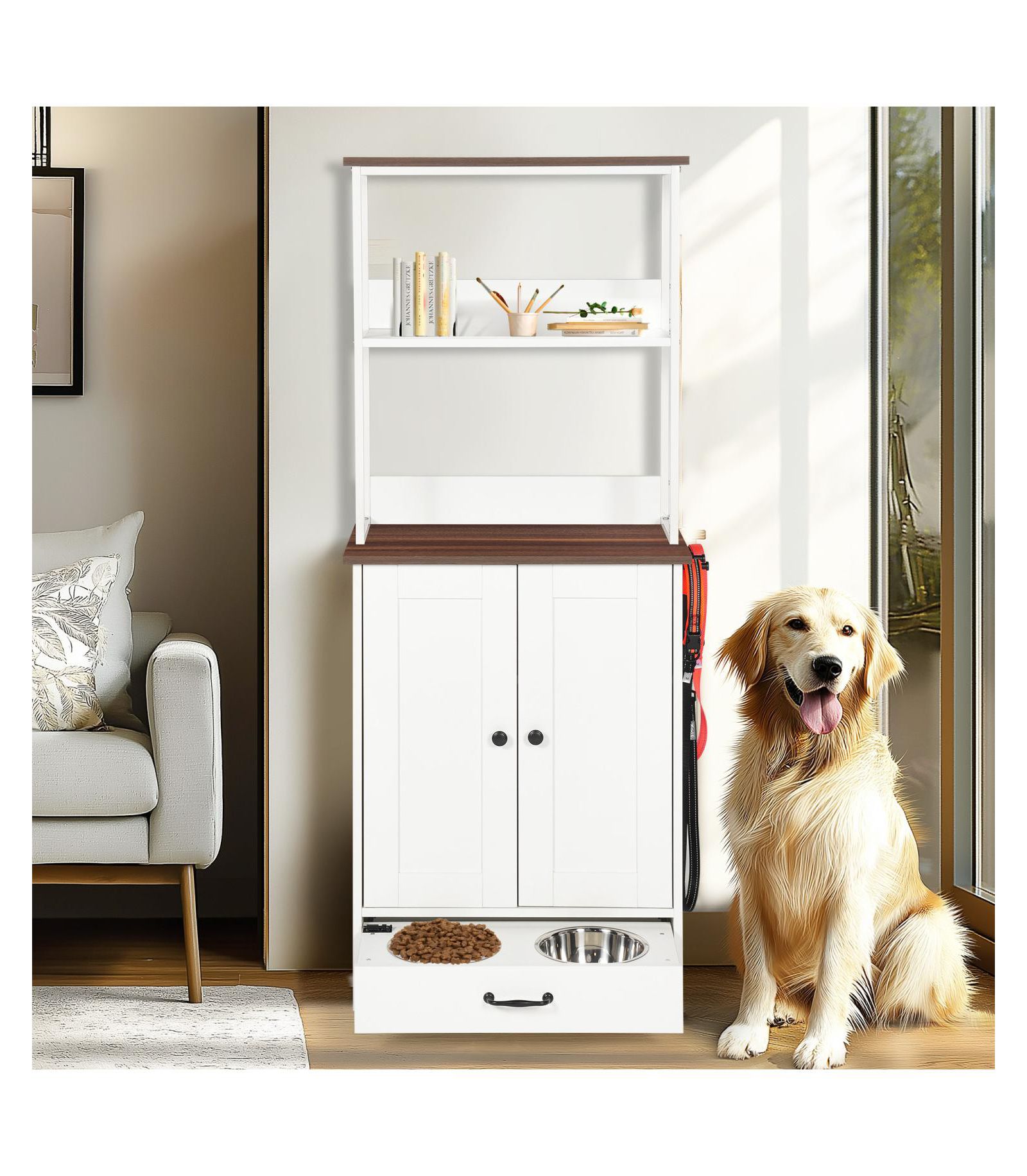 Streamdale Furniture Pet Feeding Station with Storage & Shelving