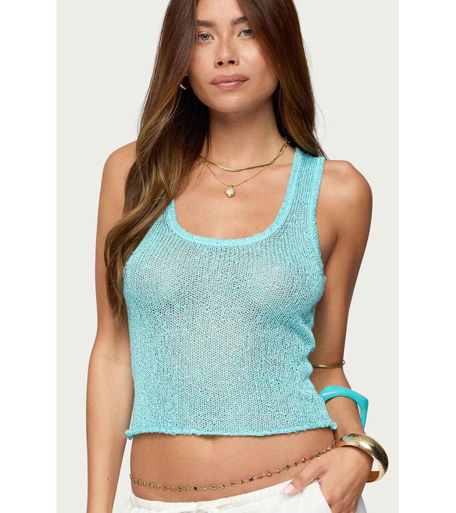 Edikted Women's Eleora Sequin Knit Tank Top