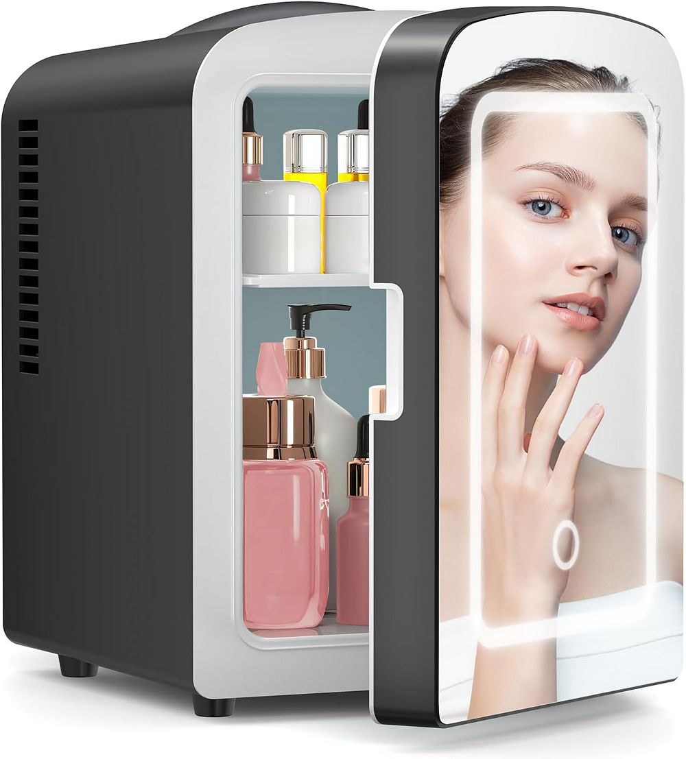 Cowsar 4L Mini Makeup Fridge with Mirror, Portable