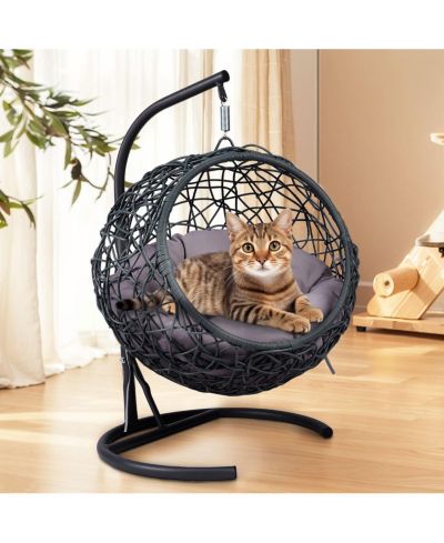 Streamdale Furniture Cat Swing Bed with Stand - Gray