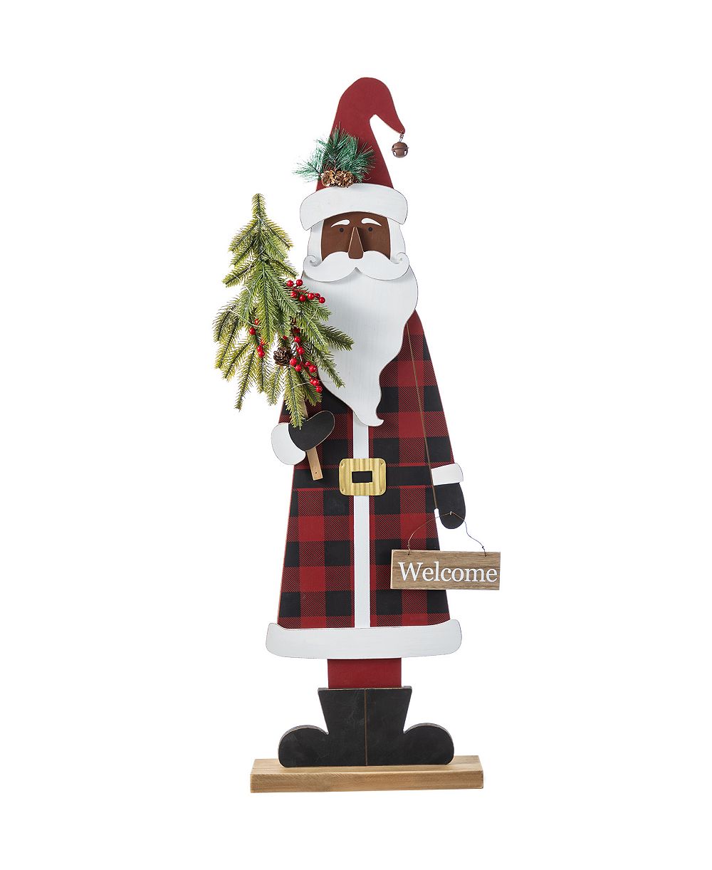 Декор для крыльца Glitzhome Lighted Wooden Africa Santa, 35.75"