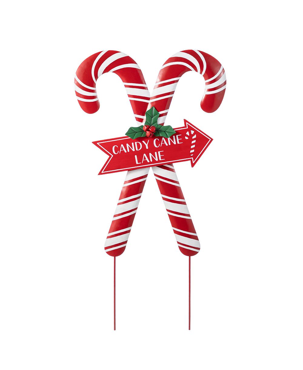 Металлическая садовая фигура Glitzhome Candy Cane