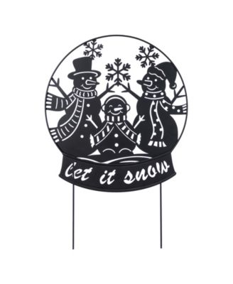 Декор Glitzhome 30" Metal Christmas Silhouette Snowman Family Yard Stake or Wall Décor