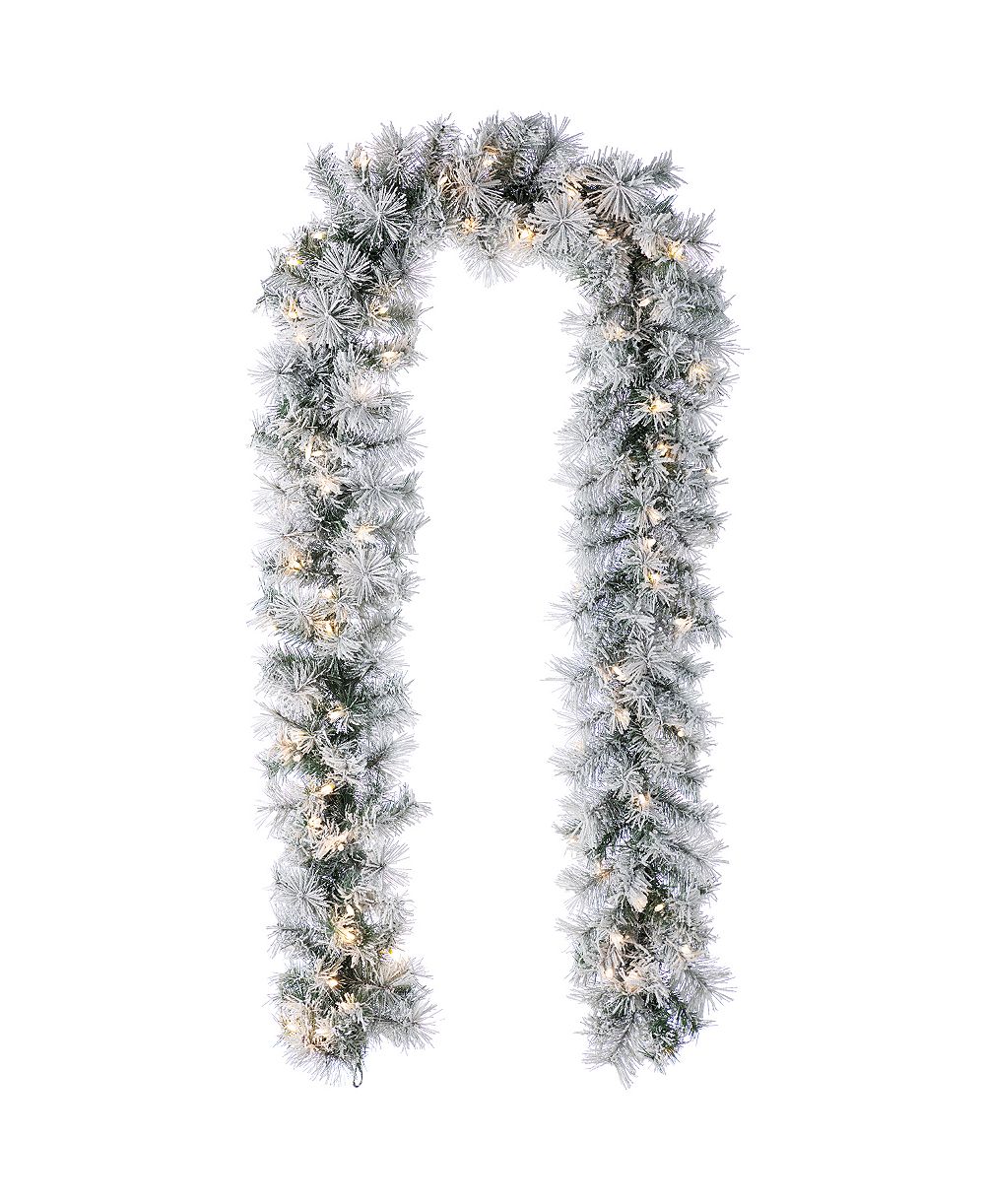 Рождественская гирлянда Glitzhome 9 ft Pre-Lit Snow Flocked Pine