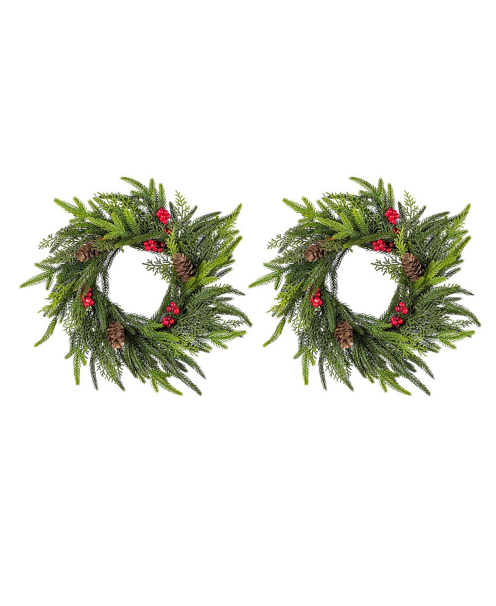 Набор из 2 мини-венков Glitzhome Polyethylene Christmas Mini Dripping Wreaths