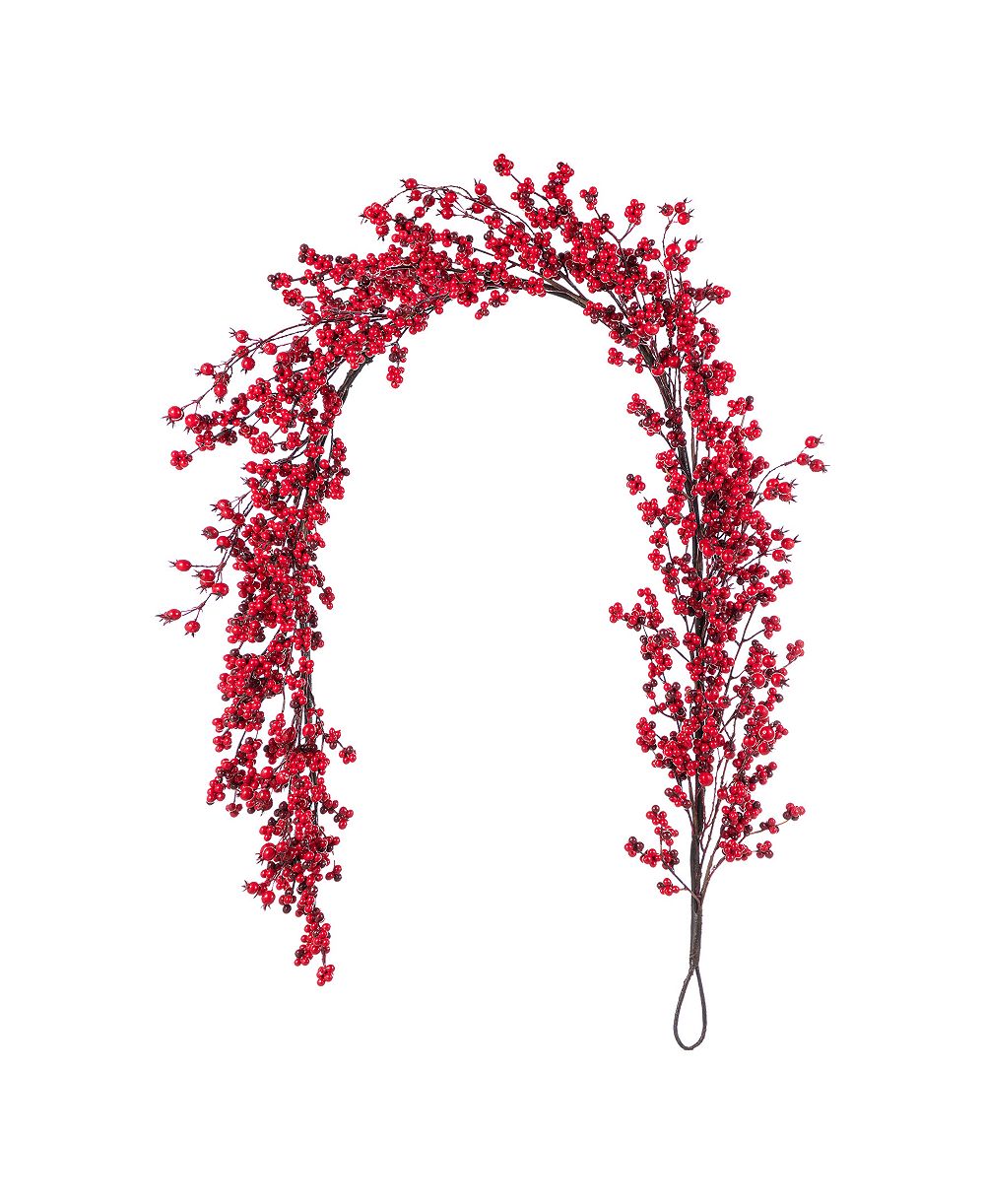Glitzhome 6 ft Plastic Christmas Berries Garland