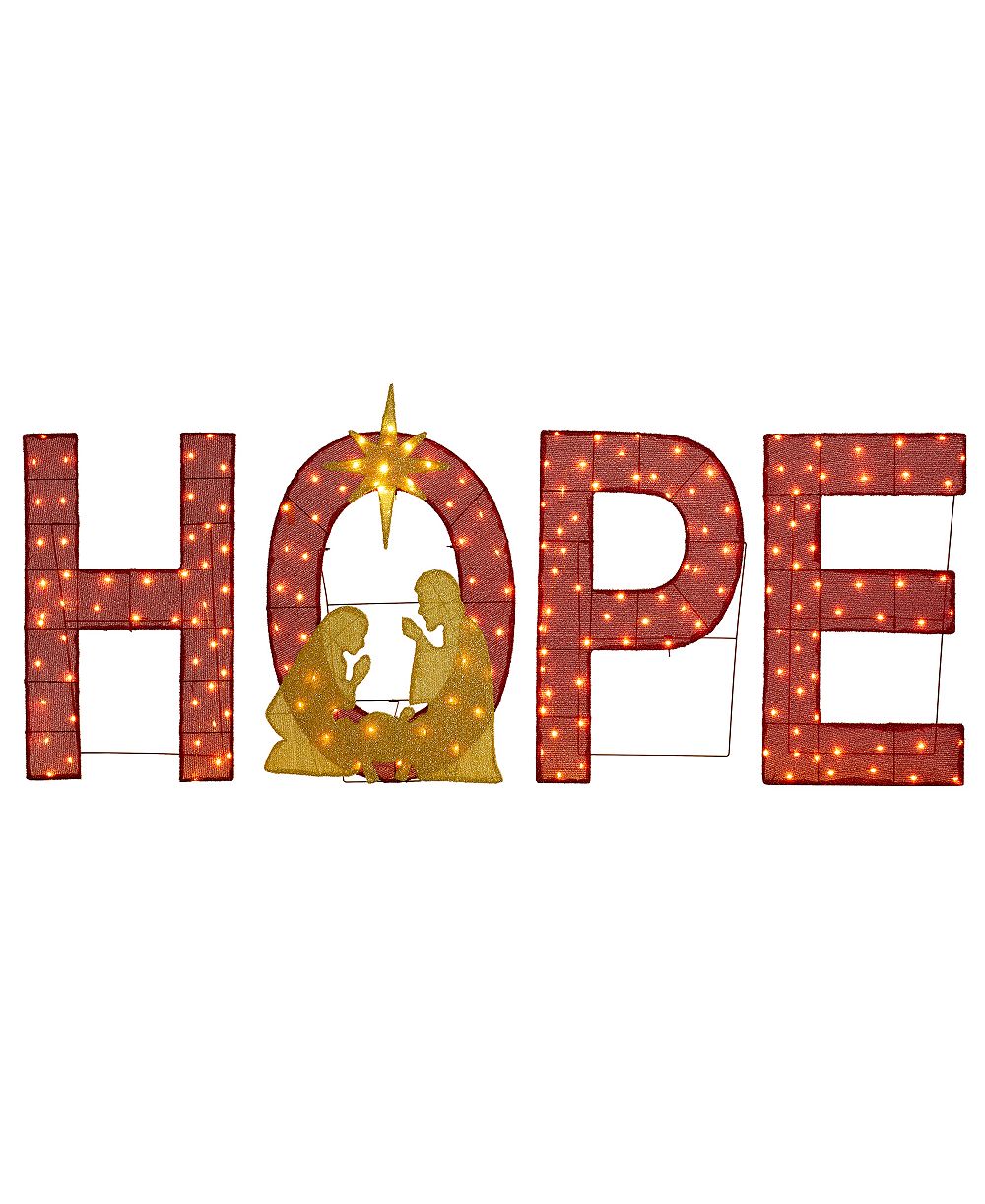 Декор рождественский Glitzhome 2D Nativity HOPE из ткани с подсветкой, набор из 4 шт