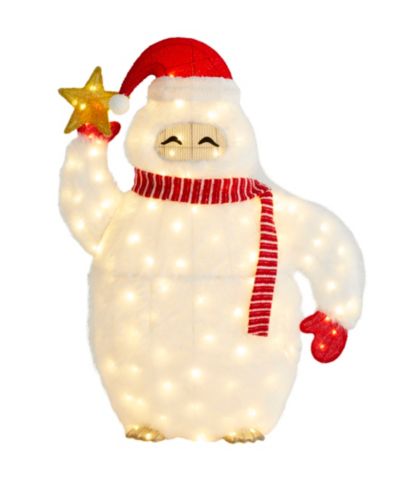 Рождественский декор Glitzhome 3D Yeti, светящийся, тканевый
