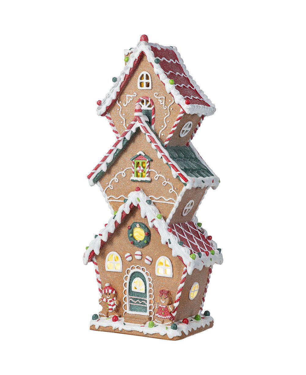 Glitzhome рождественский домик из смолы с подсветкой 18.5"