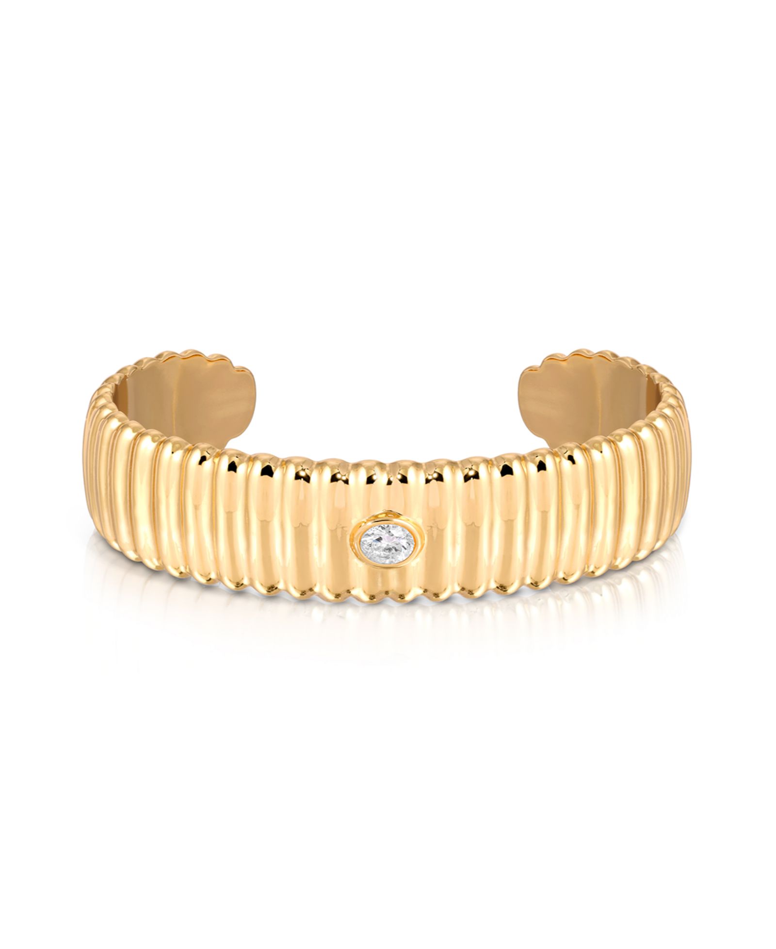 Массивный браслет ETTIKA Ribbed Crystal Statement Cuff