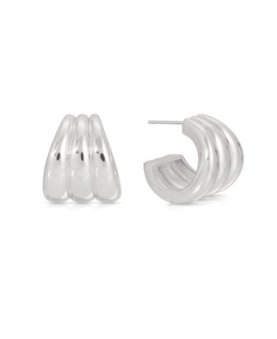 Серьги-кольца ETTIKA Triple Ribbed Hoops