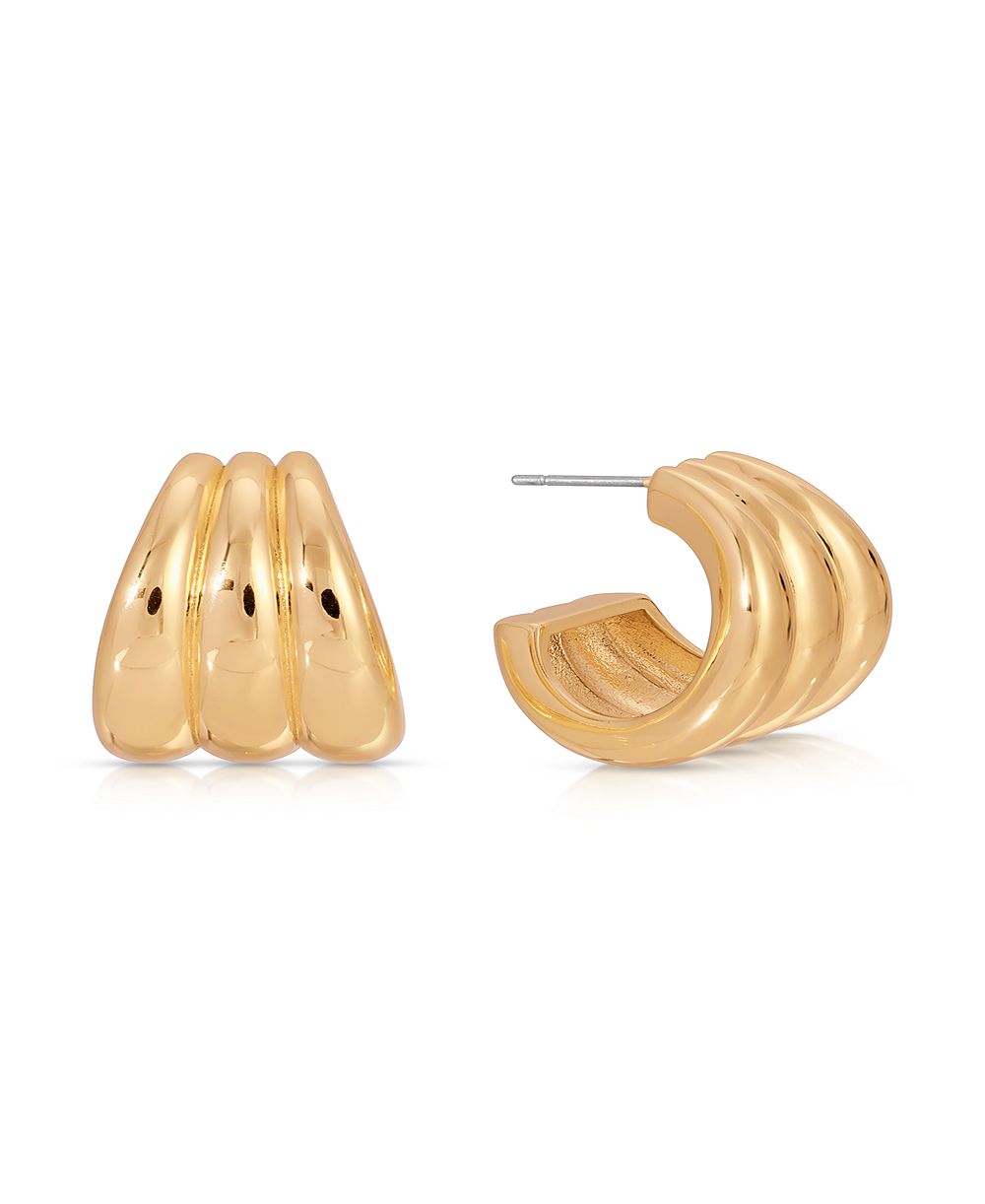 Серьги-кольца ETTIKA Triple Ribbed Hoops