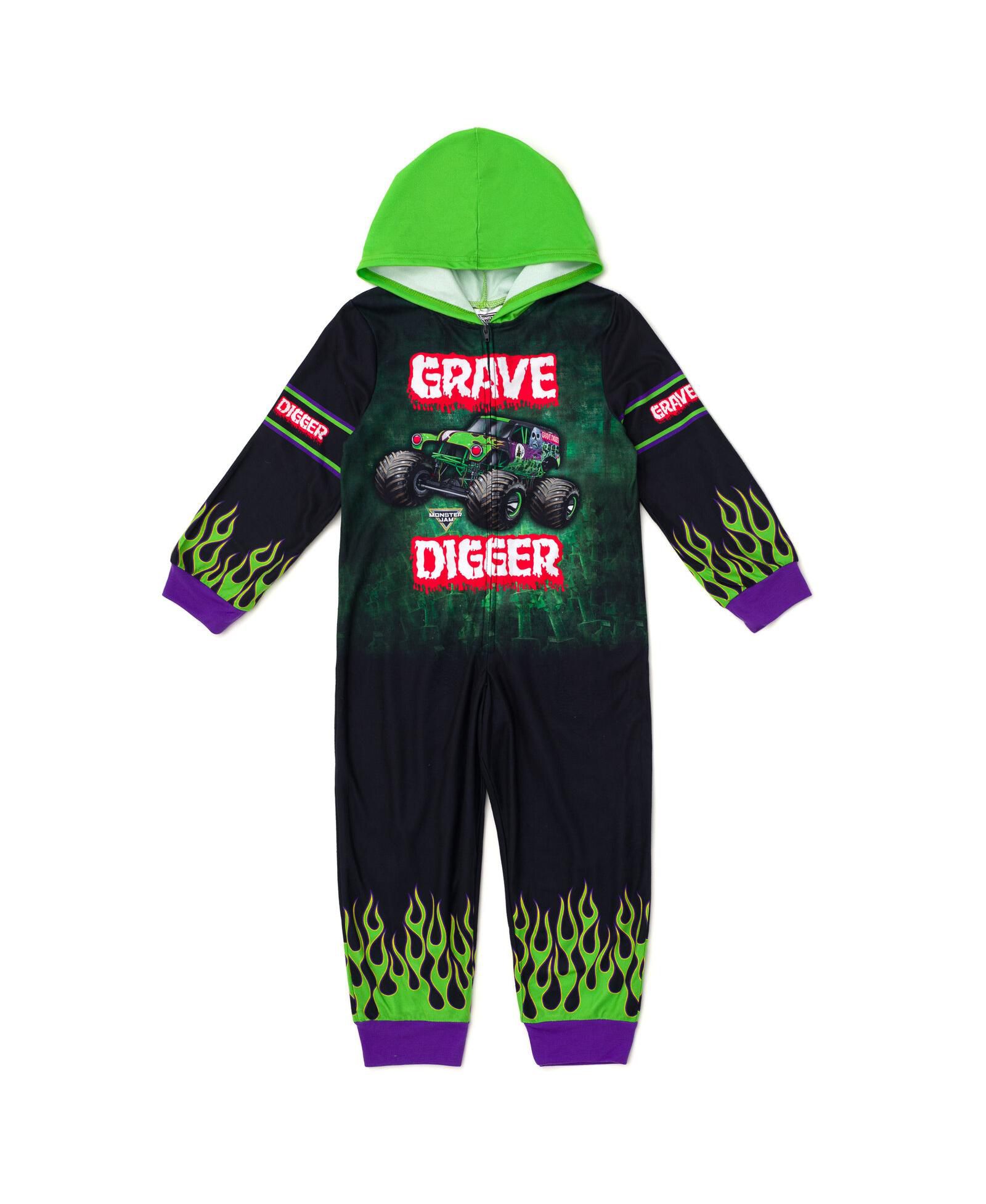 Monster Jam Toddler Boys Fleece Hooded One Piece