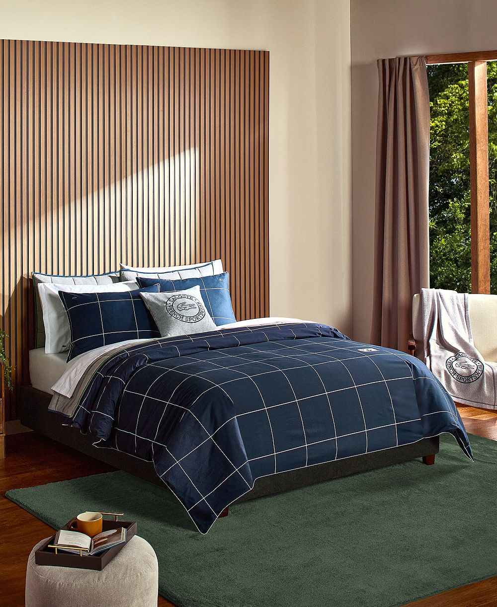 Lacoste Home Tennis Checks Cotton 3-Pc. Comforter Set, Full/Queen