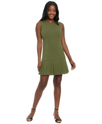 London Times Petite Sleeveless Box Pleat A-Line Dress