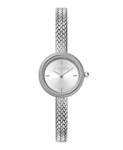 Olivia Burton Женский Finery Silver Tone Stainless Steel Mesh Bracelet Watch, 20mm