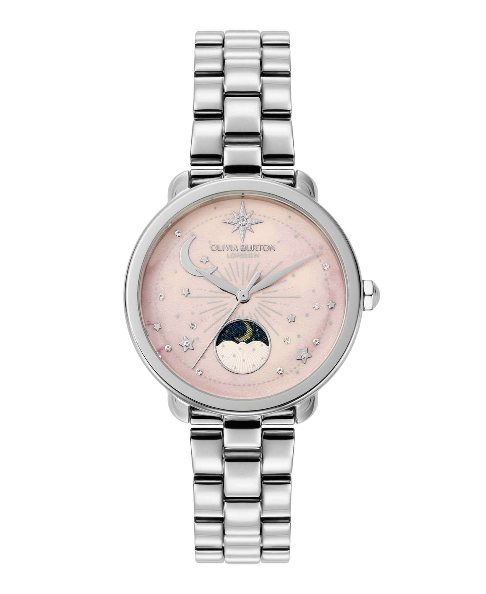 Женские наручные часы Olivia Burton Moonphase, сталь Silver Tone, 34mm