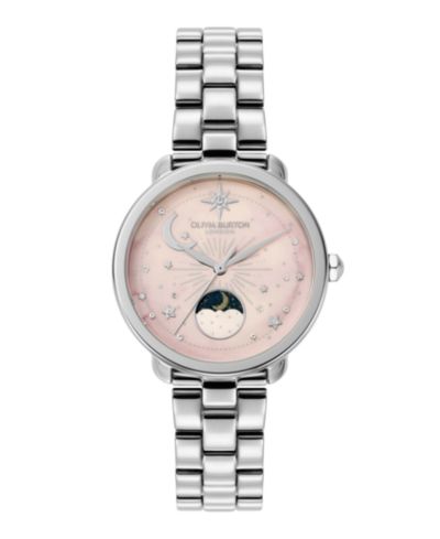 Женские наручные часы Olivia Burton Moonphase, сталь Silver Tone, 34mm