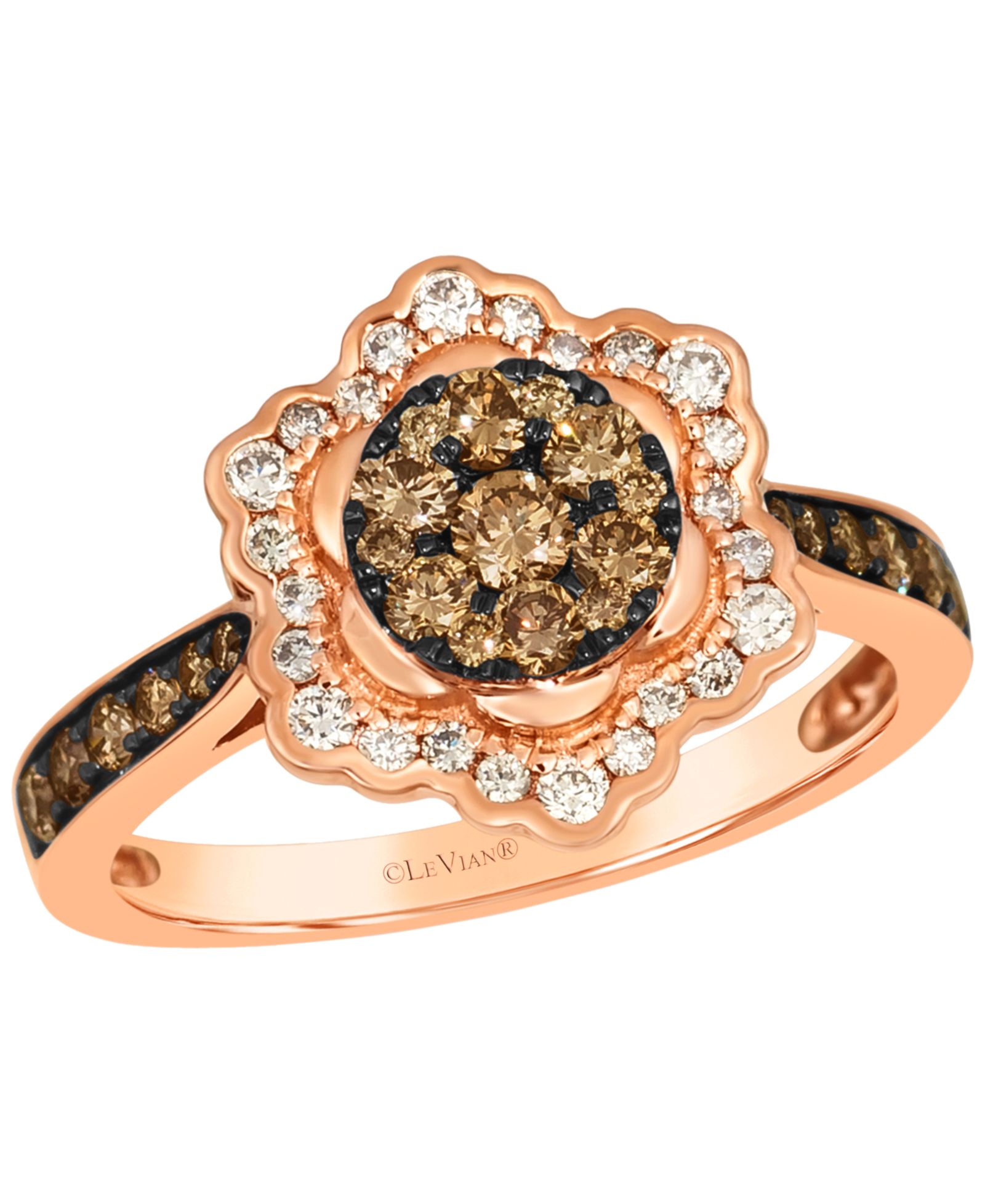 Кольцо Le Vian Chocolate Diamond (0.58 ct. t.w.) и Nude Diamond (0.23 ct. t.w.) в золоте 14k Strawberry Gold