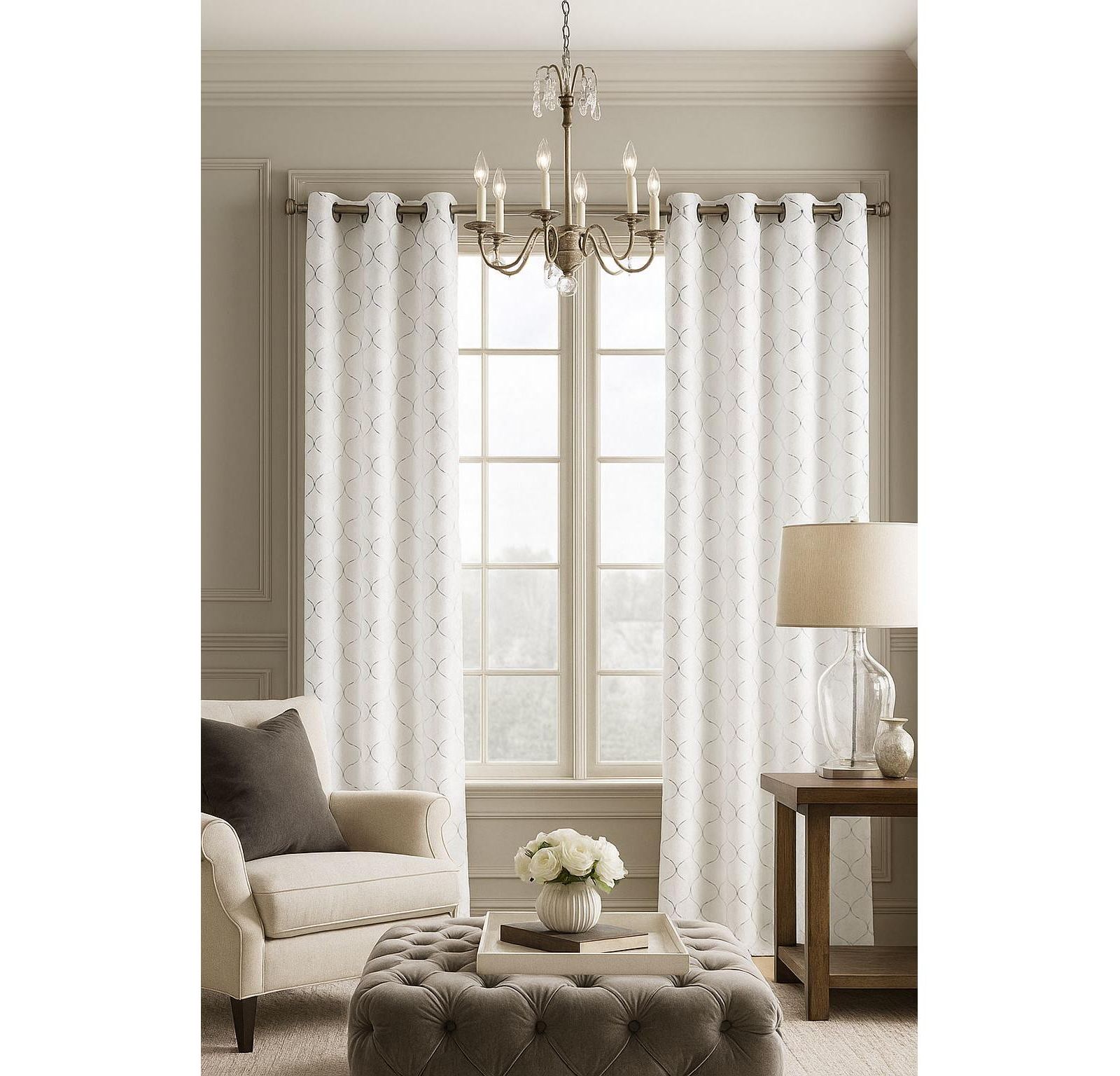 Набор из 2 пар штор Kate Aurora Metallic Lattice Clover, 38 in. W x 63 in. L