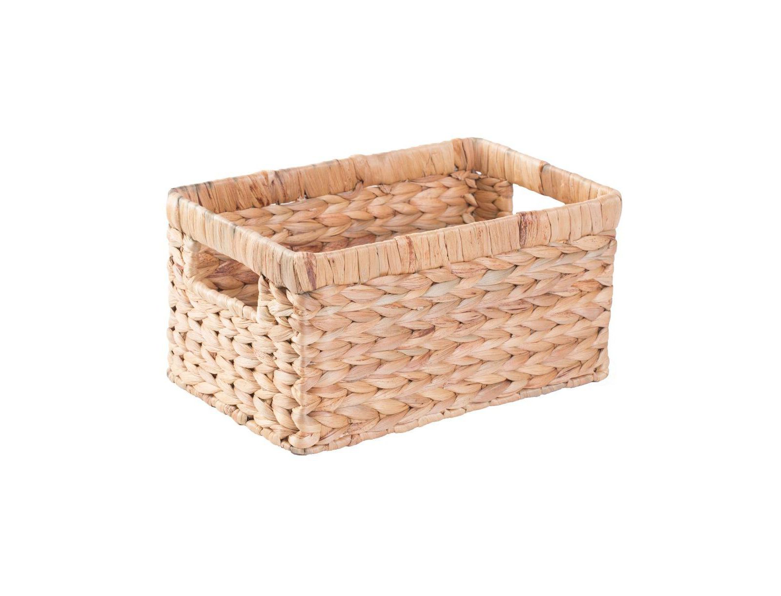 Wickerwise Woven Water Hyacinth Rectangular Storage Bin Basket with Handles