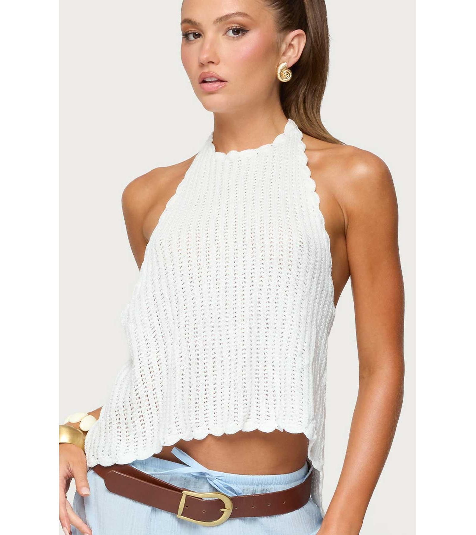 Edikted Women's Ivey Backless Crochet Halter Top