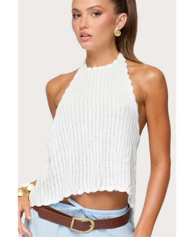 Edikted Women's Ivey Backless Crochet Halter Top