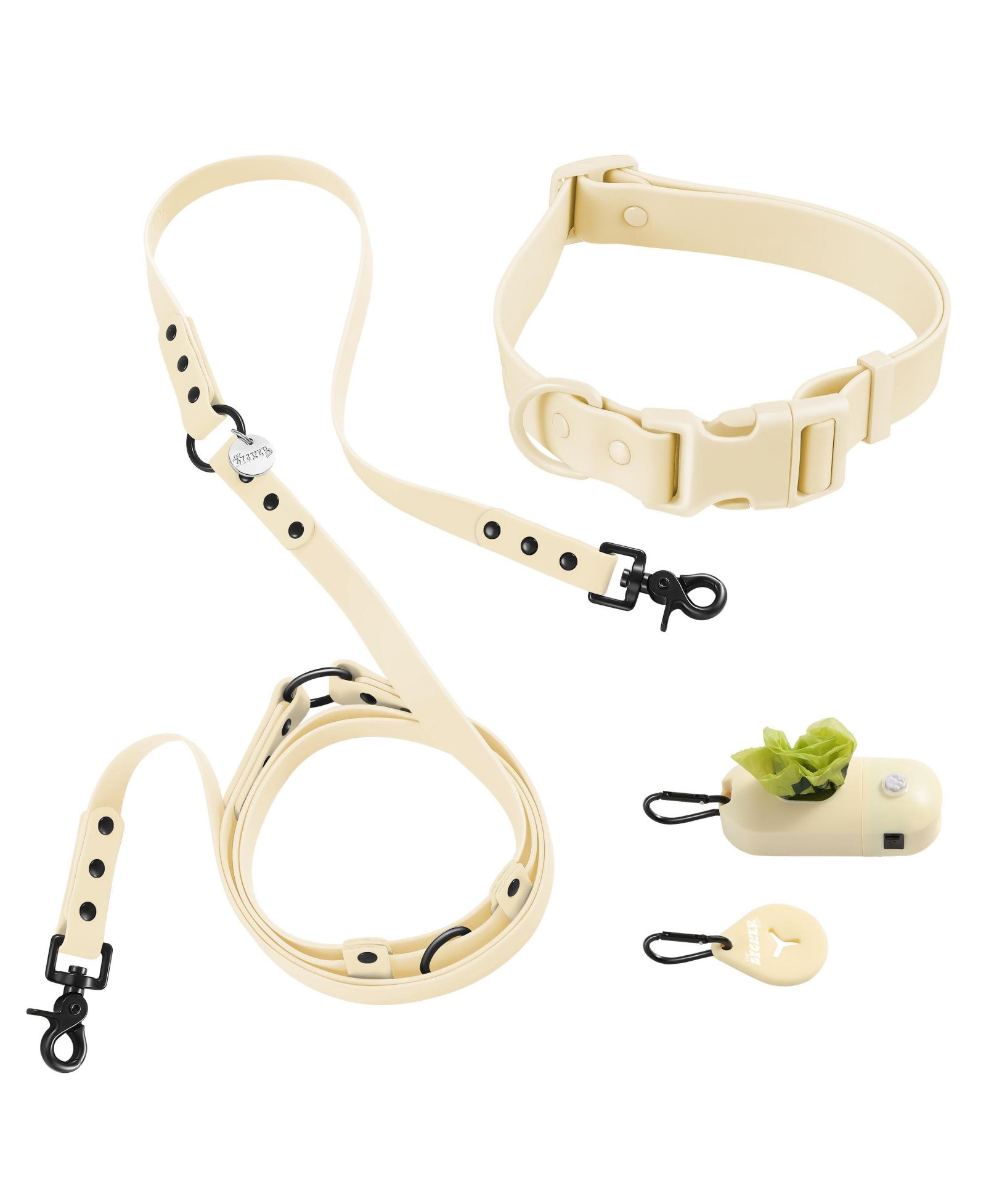 The Licker Store Luna поводок и ошейник 6-в-1 с LED-фонариком и держателем для пакетов, водонепроницаемый, регулируемый 8FT