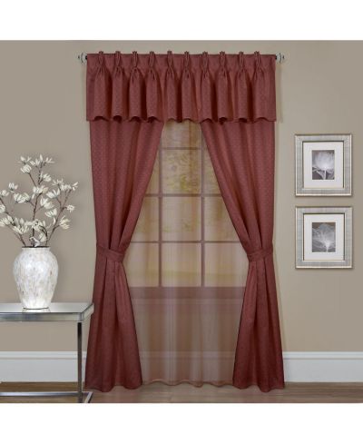 Kate Aurora Complete 6 Piece Attached Custom Jacquard & Sheer Window Curtain Set