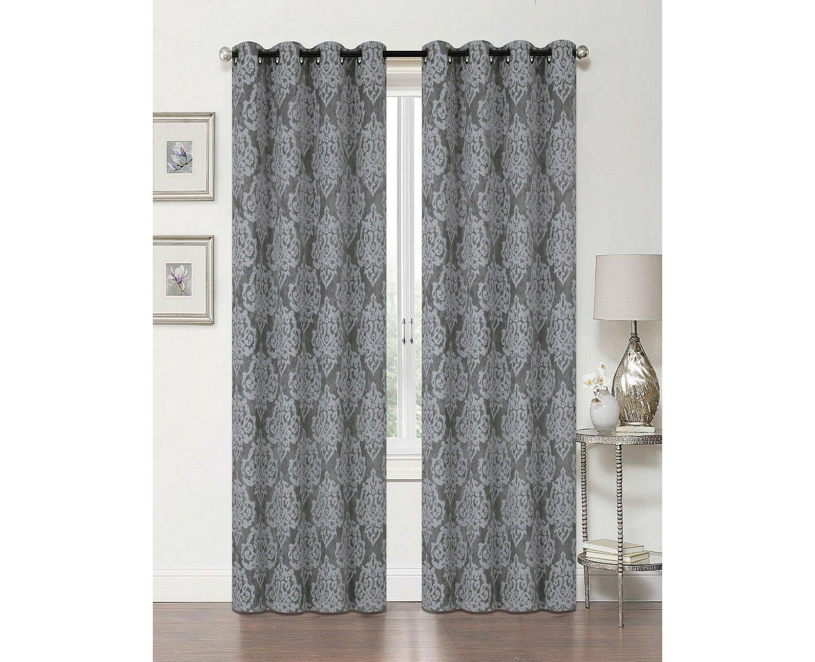 Kate Aurora Living 2 Pack Delaney Room Darkening Damask Print Grommet Curtain - 52 in. W x 84 in. L, Burgundy